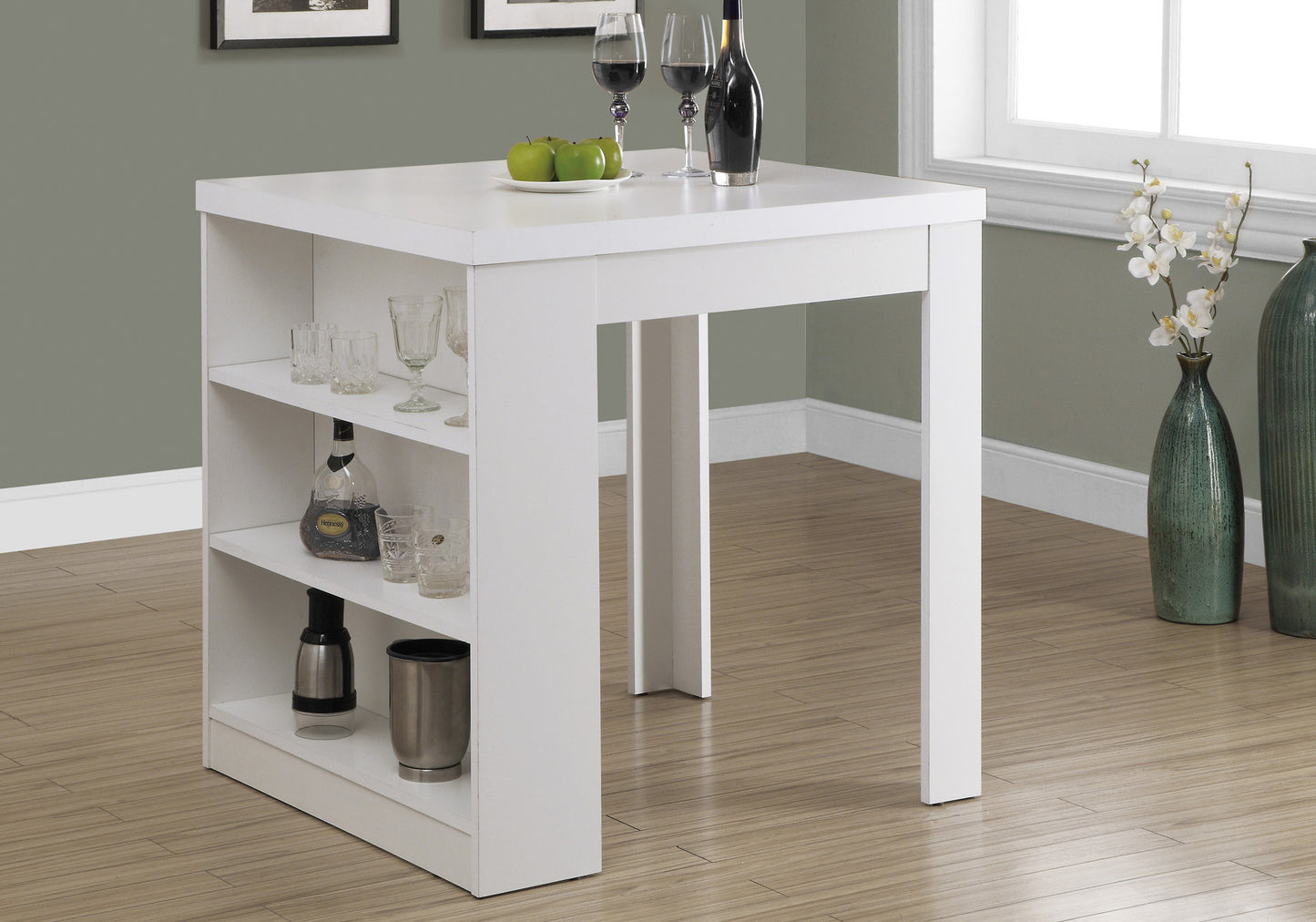 30" White Particle Board Hollow Core and MDF Counter Height Dining Table-0