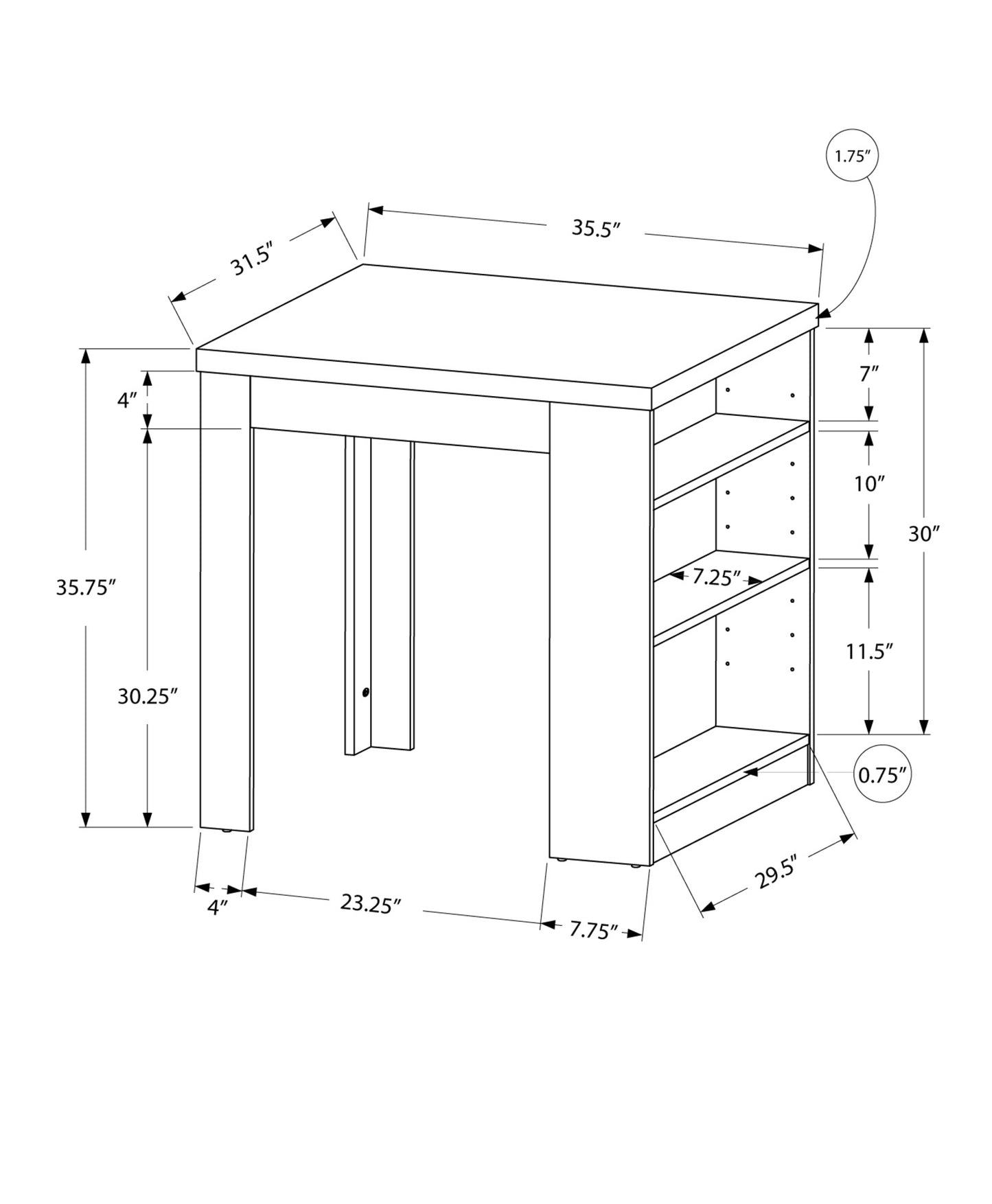 30" White Particle Board Hollow Core and MDF Counter Height Dining Table-3