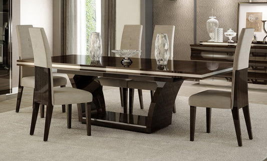 Dark Wood Modern Pedestal Dining Table-0