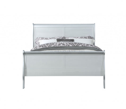 80" X 90" X 47" Platinum Wood King Bed-0