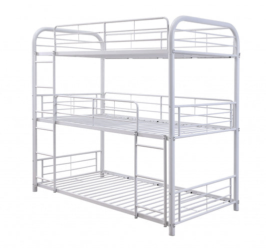 42" X 79" X 74" White Metal Triple Bunk Bed - Twin-0