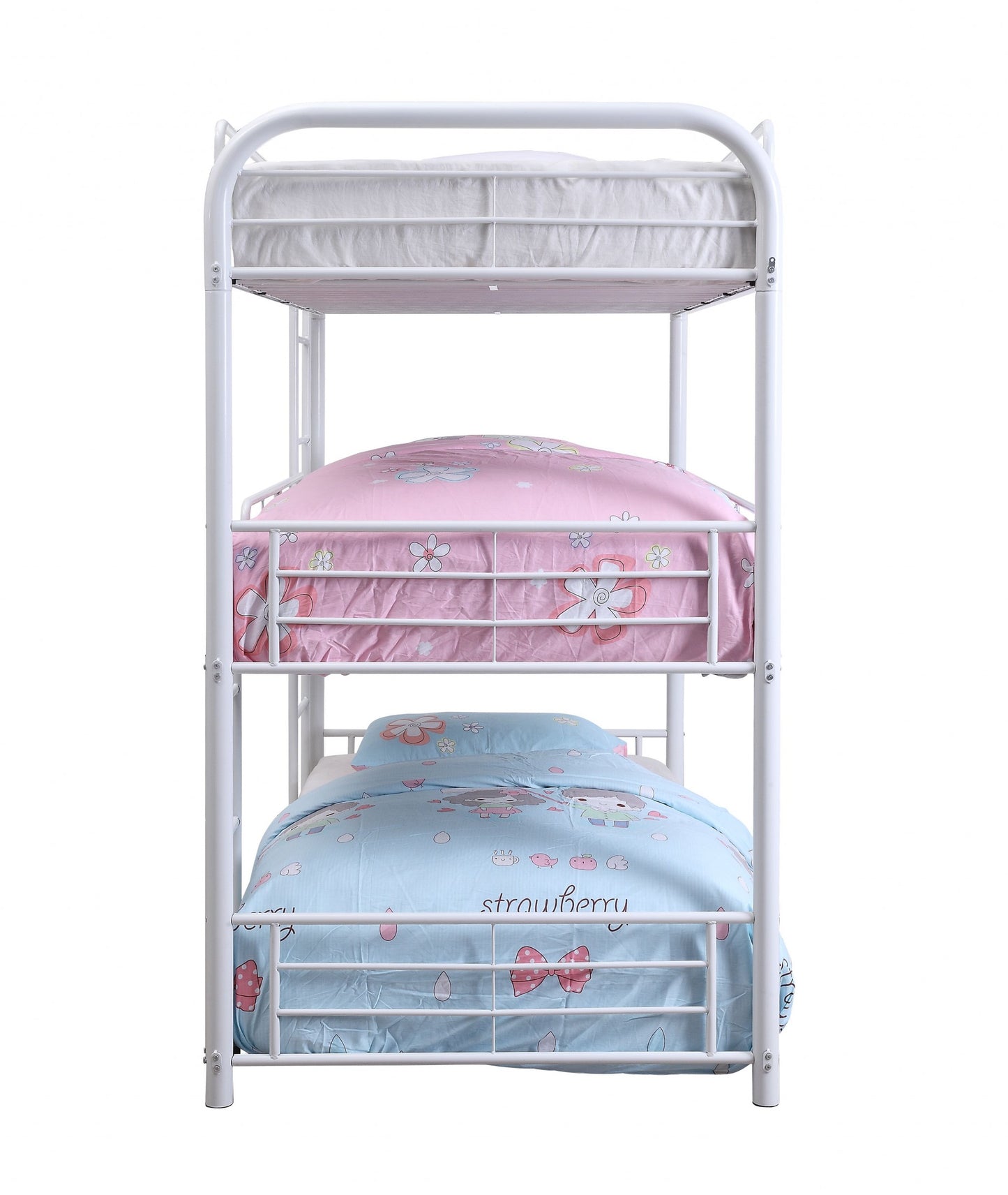 42" X 79" X 74" White Metal Triple Bunk Bed - Twin-1