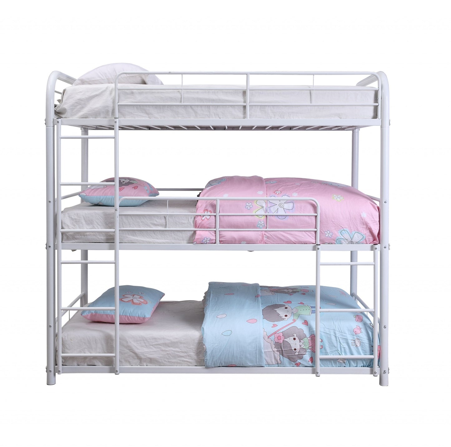 42" X 79" X 74" White Metal Triple Bunk Bed - Twin-2