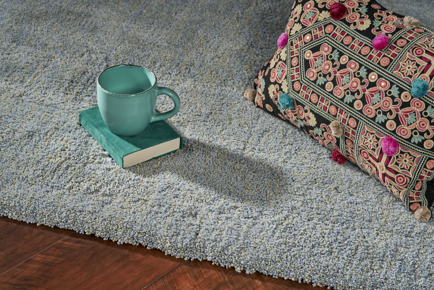 5' x 7' Blue Heather Plain Indoor Area Rug-3