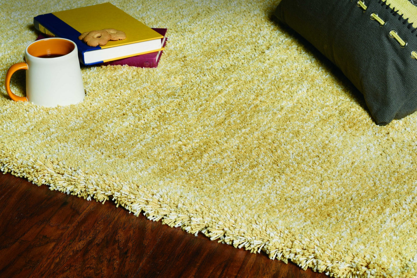 5' x 7' Yellow Heather Plain Indoor Area Rug-1