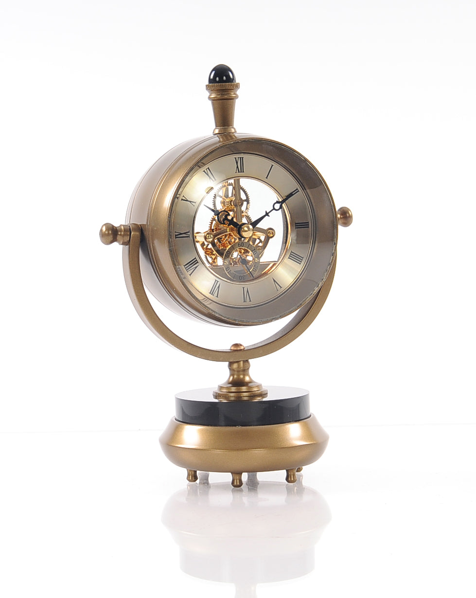 8" x 3.75" x 16.25" Brass Table Clock-1