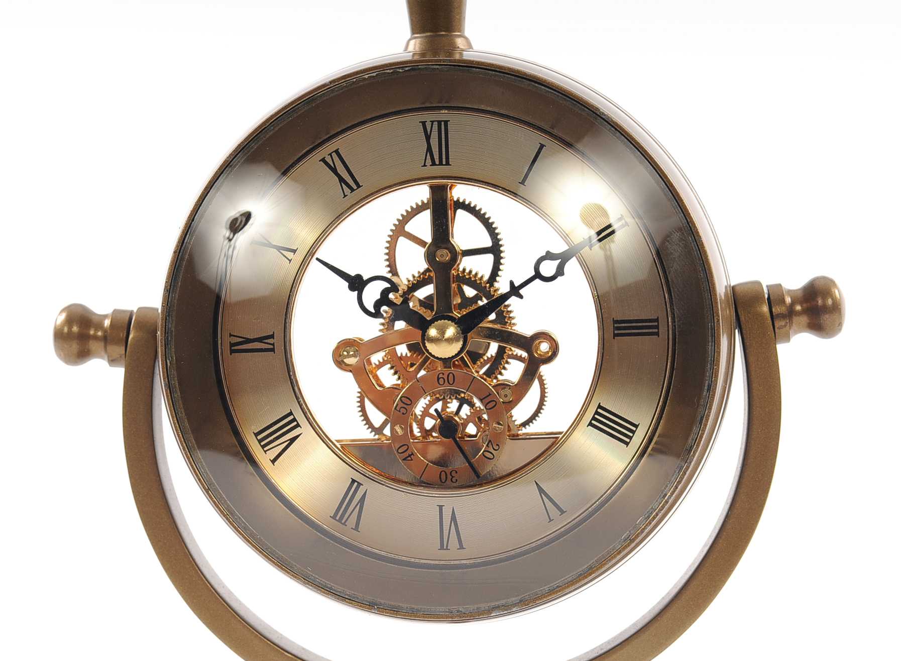 8" x 3.75" x 16.25" Brass Table Clock-4