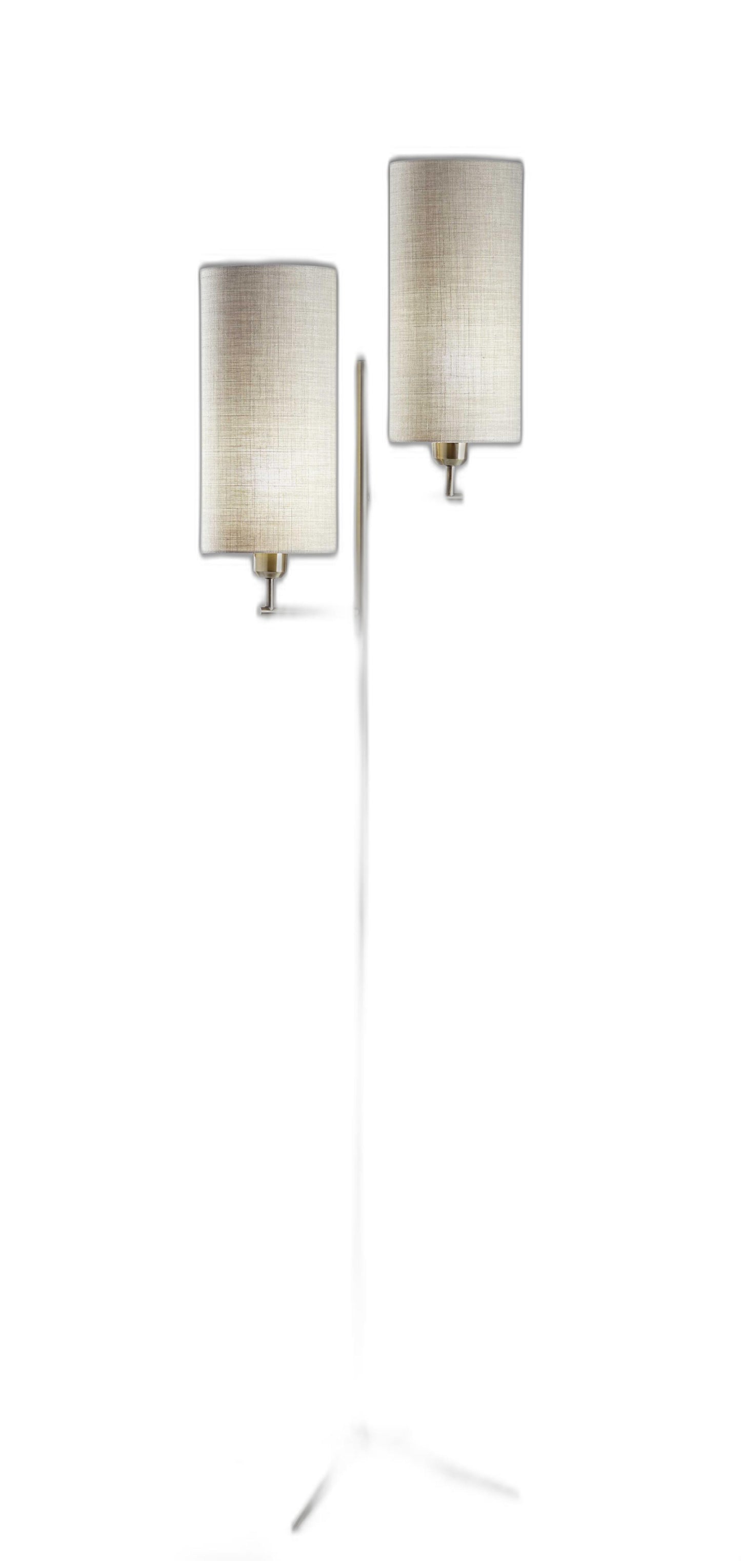70" Brass Two Light Novelty Floor Lamp With White Drum Shade-3