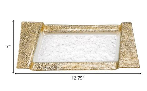 13" Handcrafted Gold Snack or Vanity Tray-1