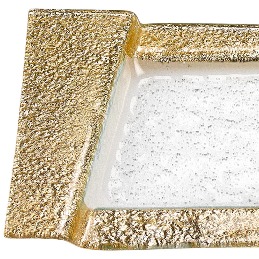 13" Handcrafted Gold Snack or Vanity Tray-3