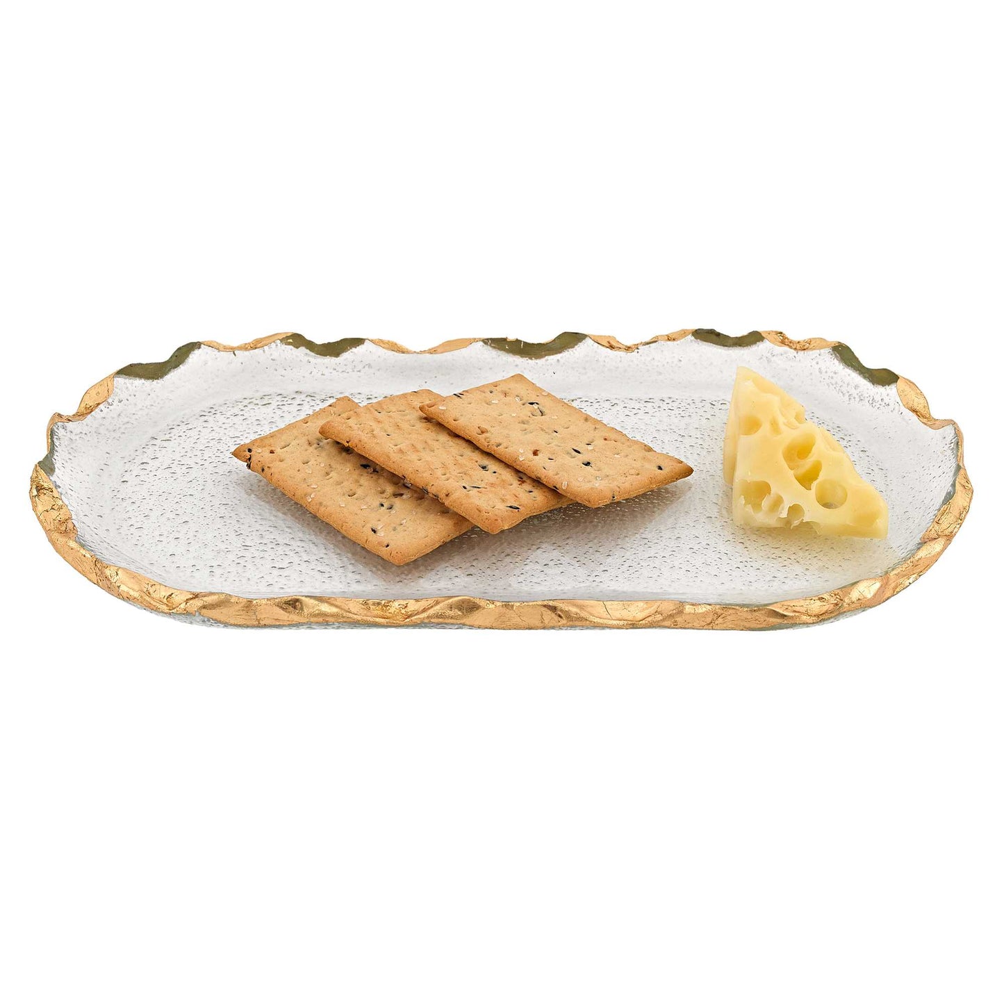 14 Glass Oval Edge Gold Leaf Platter-0