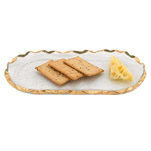 14 Glass Oval Edge Gold Leaf Platter-0