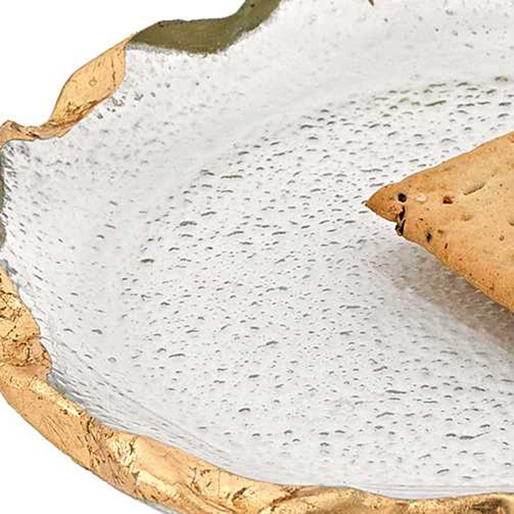 14 Glass Oval Edge Gold Leaf Platter-3