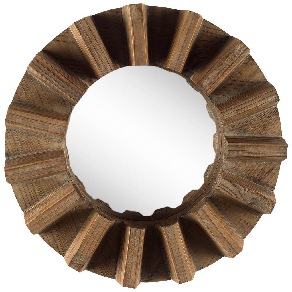 Sprocket 17" Round Walnut Finish Frame Wall Mirror-0