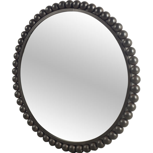 43" Round Black Metal Ball Frame Wall Mirror-0