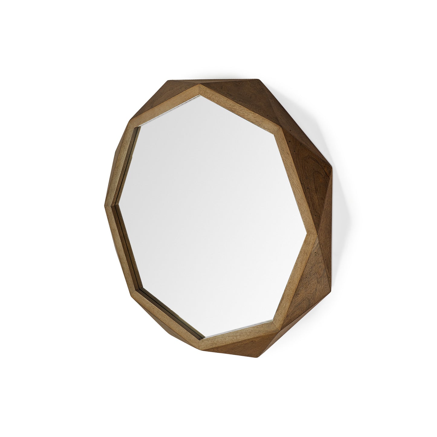 32" Octagon Wooden Frame Wall Mirror-0