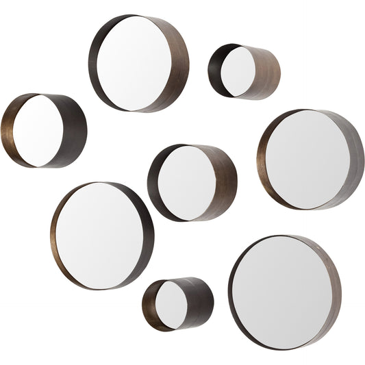 Set of 8 Brown Metal Wall Mirrors-0