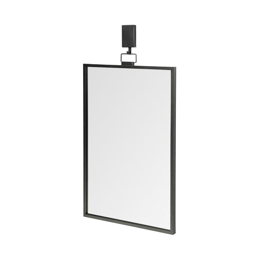 Black Gray Metal Vertical Frame Wall Mirror-0