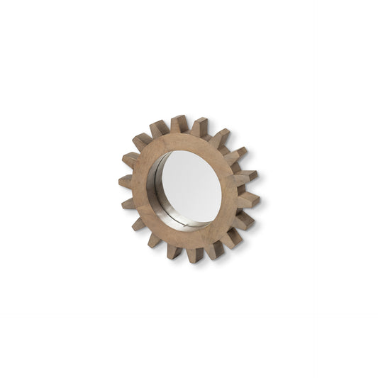 COG 17" Round Walnut Finish Frame Wall Mirror-0