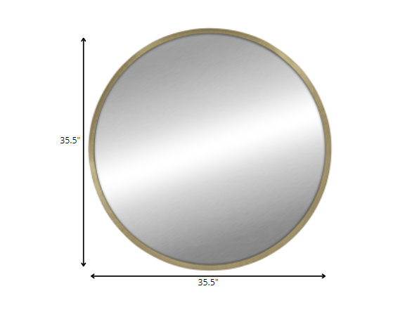 Round Wall Mirror with Matte Gold Finish-4