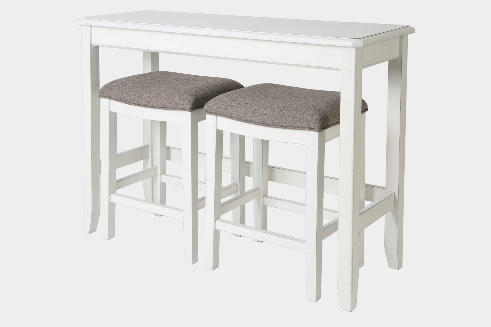 Perfecto White Finish Sofa table with Two Bar Stools-1