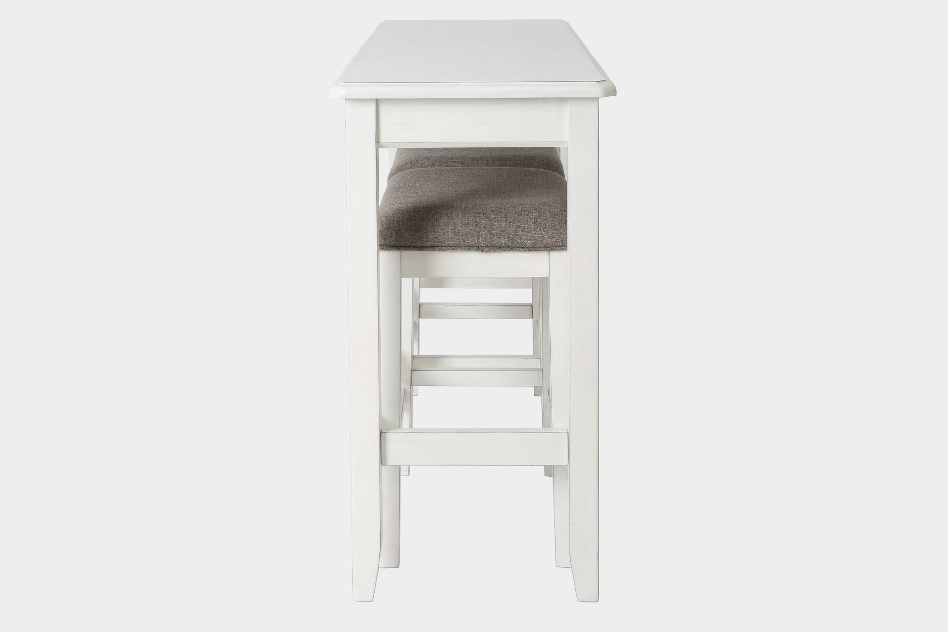 Perfecto White Finish Sofa table with Two Bar Stools-2