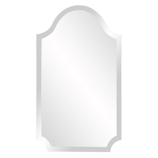 Minimalist Rectangle Arched Glass Mirror with Beveled Edge And Scalloped Corners-0