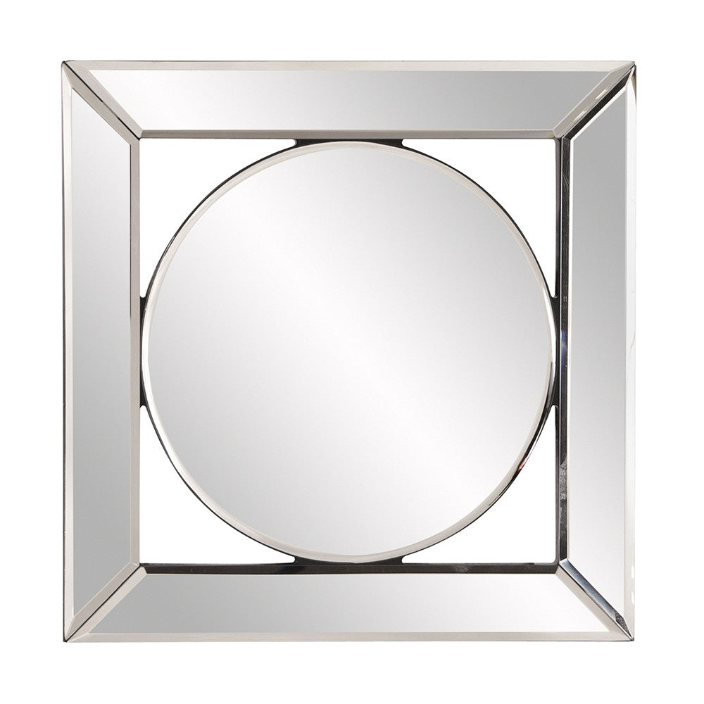 Square Mirror with Center Round Mirror-0