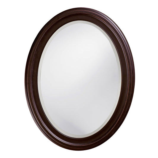 Oval Oil Rubbed Bronze Mirror with Wooden Grooves Frame-0