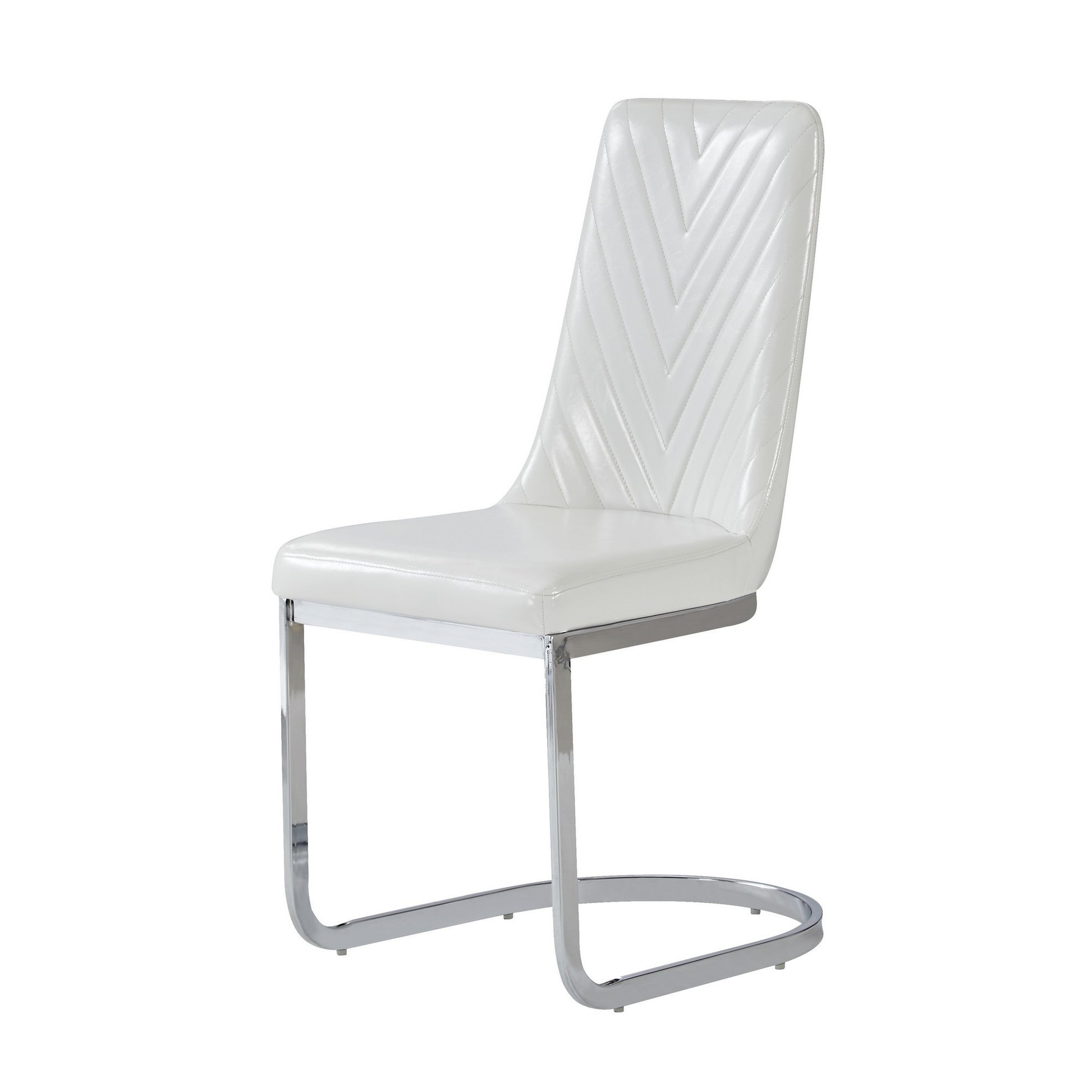 Set of 2 Modern White Dining Chairs with Horse Shoe Style Metal Base-0