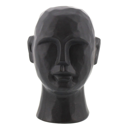 8" Matte Black Ceramic  Bust Decorative Sculpture-0