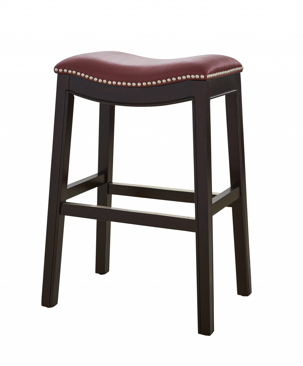 25" Espresso and Red Saddle Style Counter Height Bar Stool-0