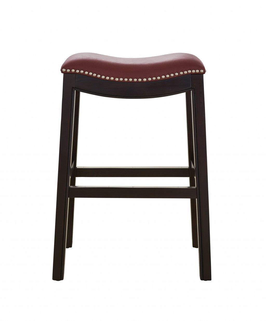 25" Espresso and Red Saddle Style Counter Height Bar Stool-1