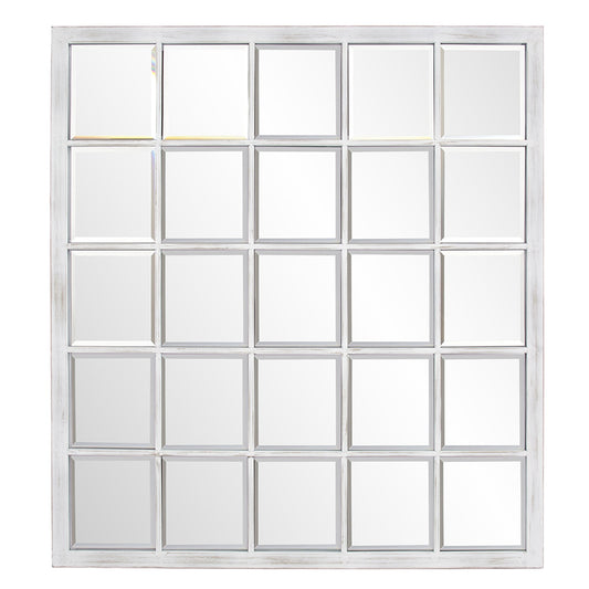 Rectangular Whitewash Window Pane Tile Mirror-0