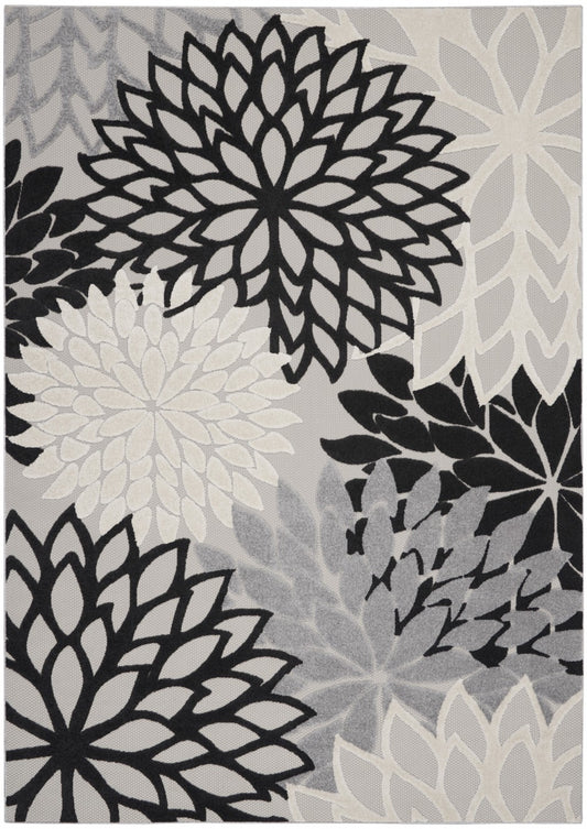 7’ x 10’ Black Gray White Indoor Outdoor Area Rug-0