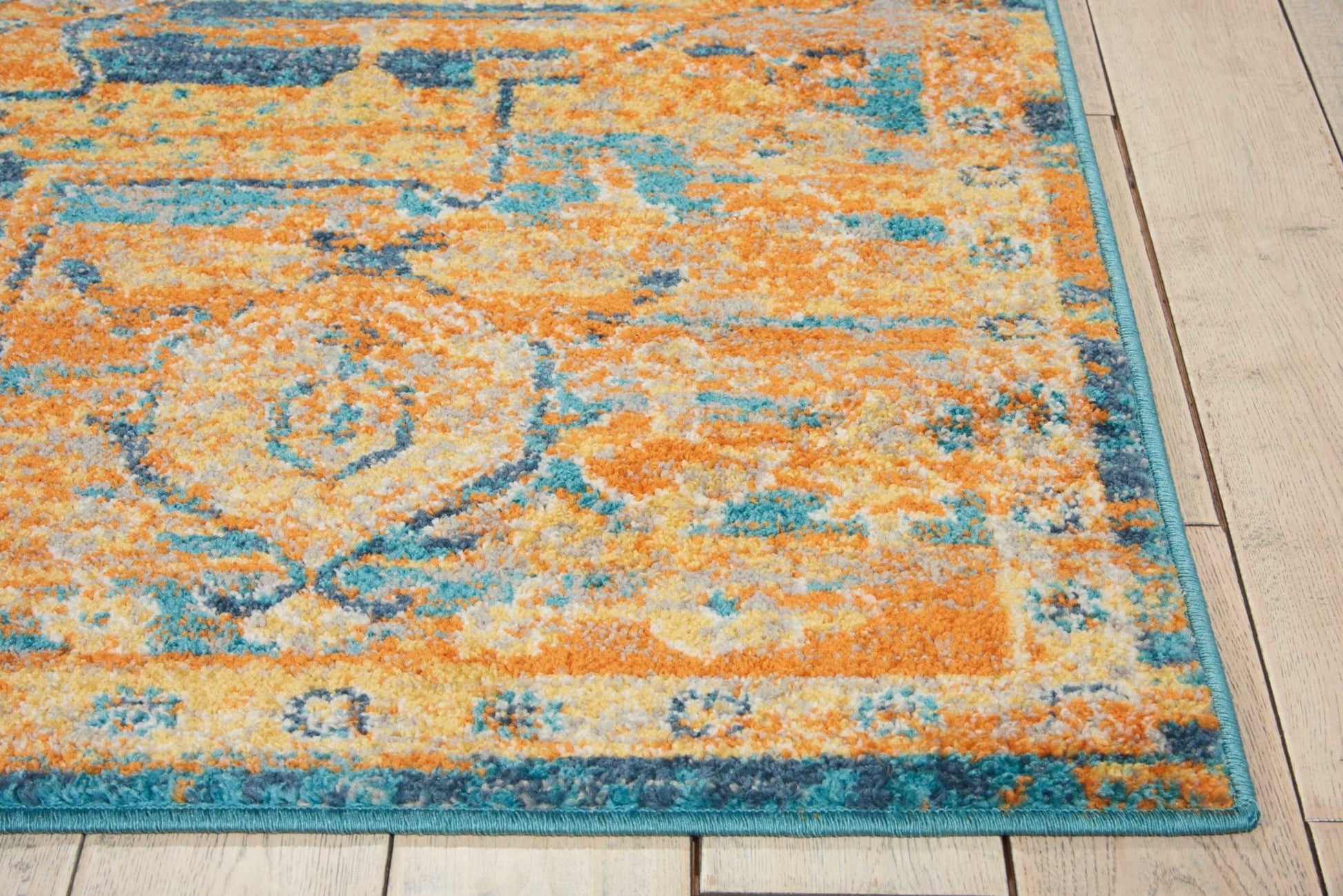 5’ x 7’ Gold and Blue Antique Area Rug-5