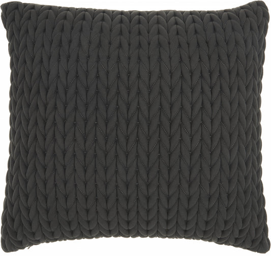 Charcoal Chunky Braid Throw Pillow-0