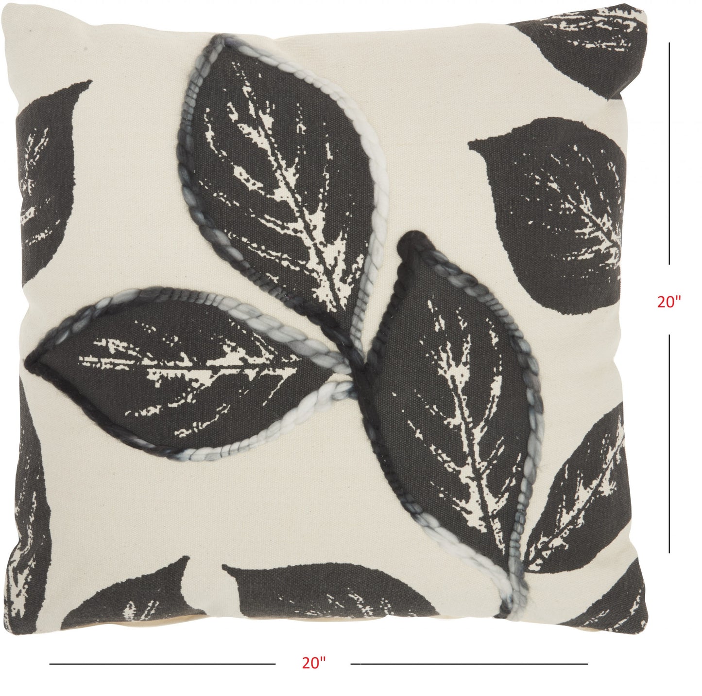 Floral Handcrafted Charcoal Accent Throw Pillow-4