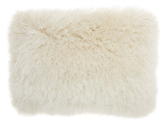 Cream Super Shaggy Throw Pillow-0