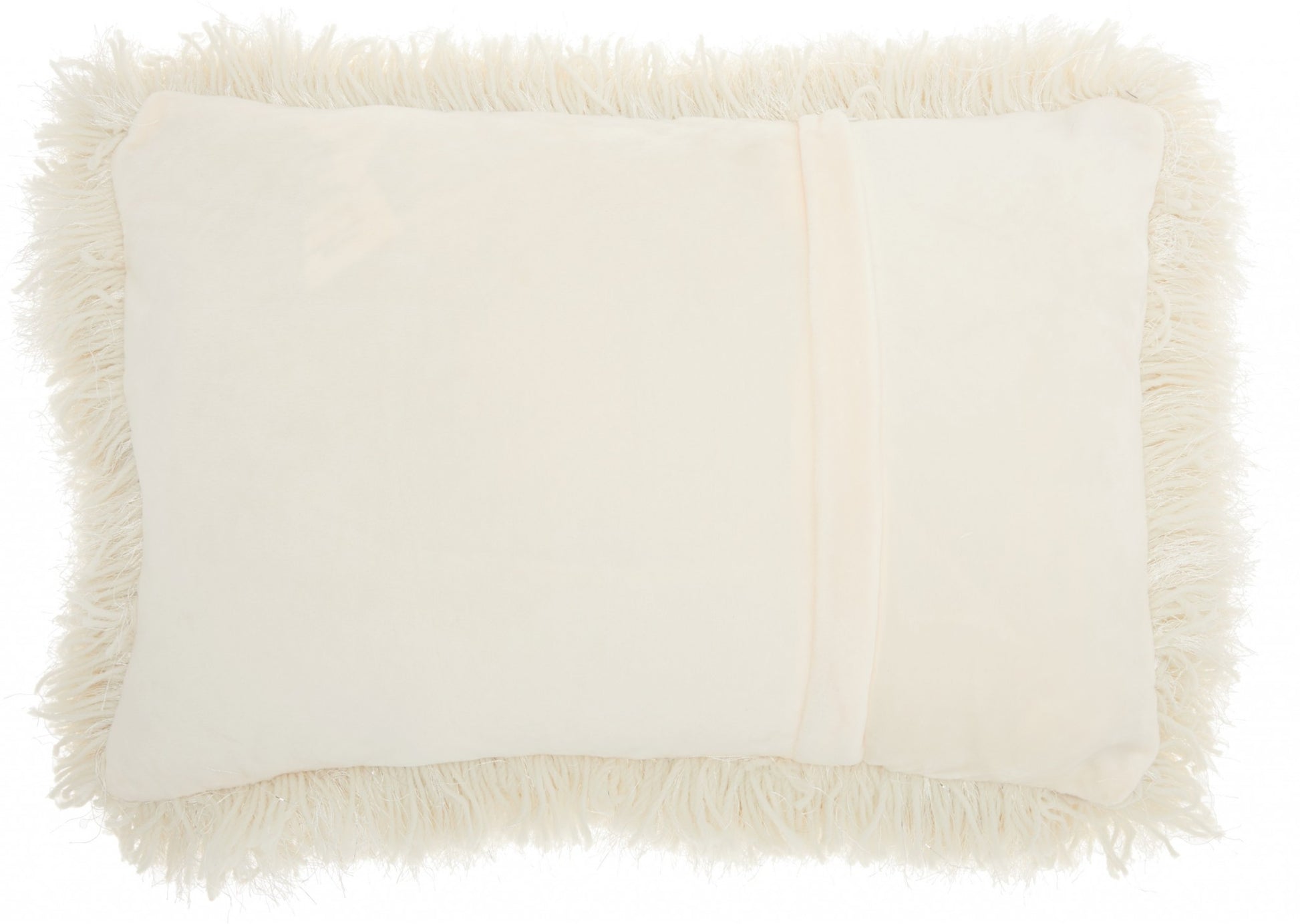 Cream Super Shaggy Throw Pillow-1