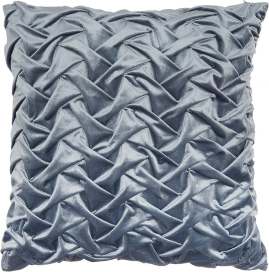 Powder Blue Pleated Velvet Throw Pillow-0