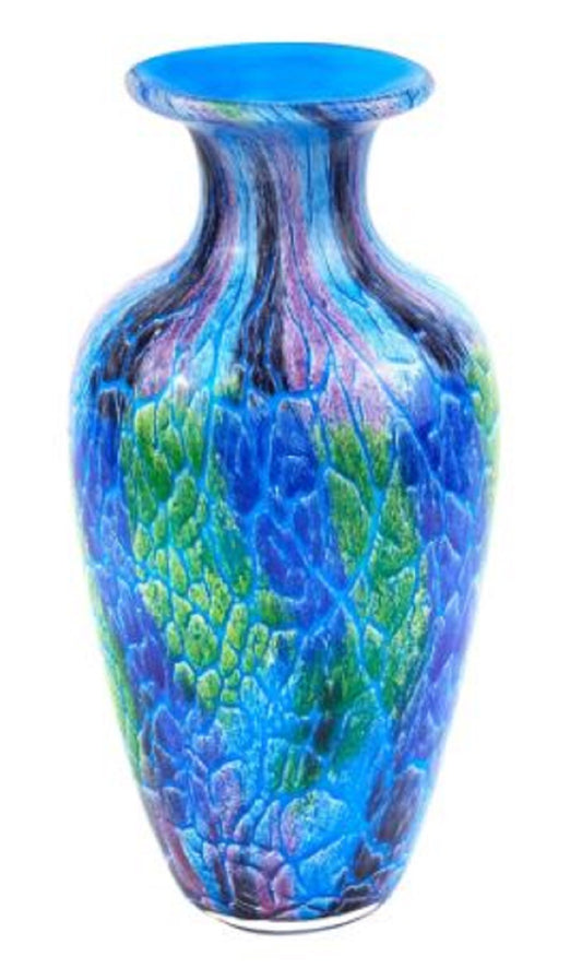 Contemporary Multi Color Mouth Blown Art Glass Vase-0