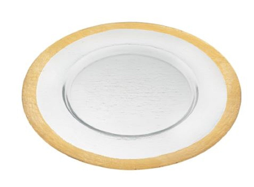 Round Gold Border Glass Charger Plate-0