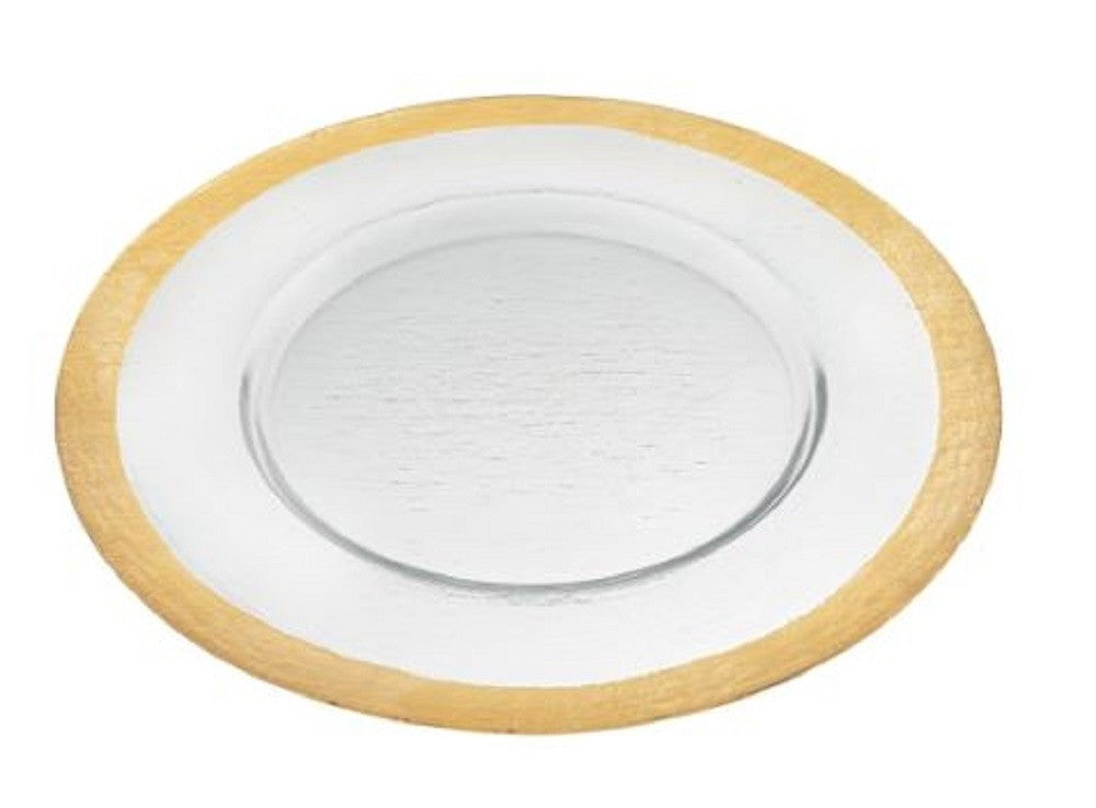 Round Gold Border Glass Charger Plate-1