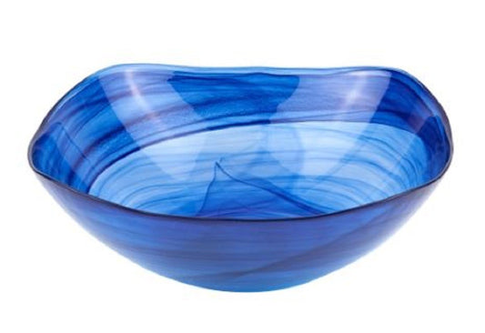 10 Contemporay Soft Square Blue Swirl Glass Bowl-0