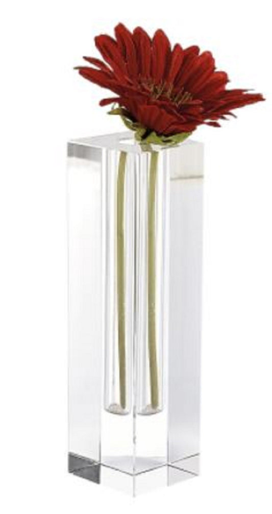 Modern Clear Tall Block Optical Crystal Vase-0