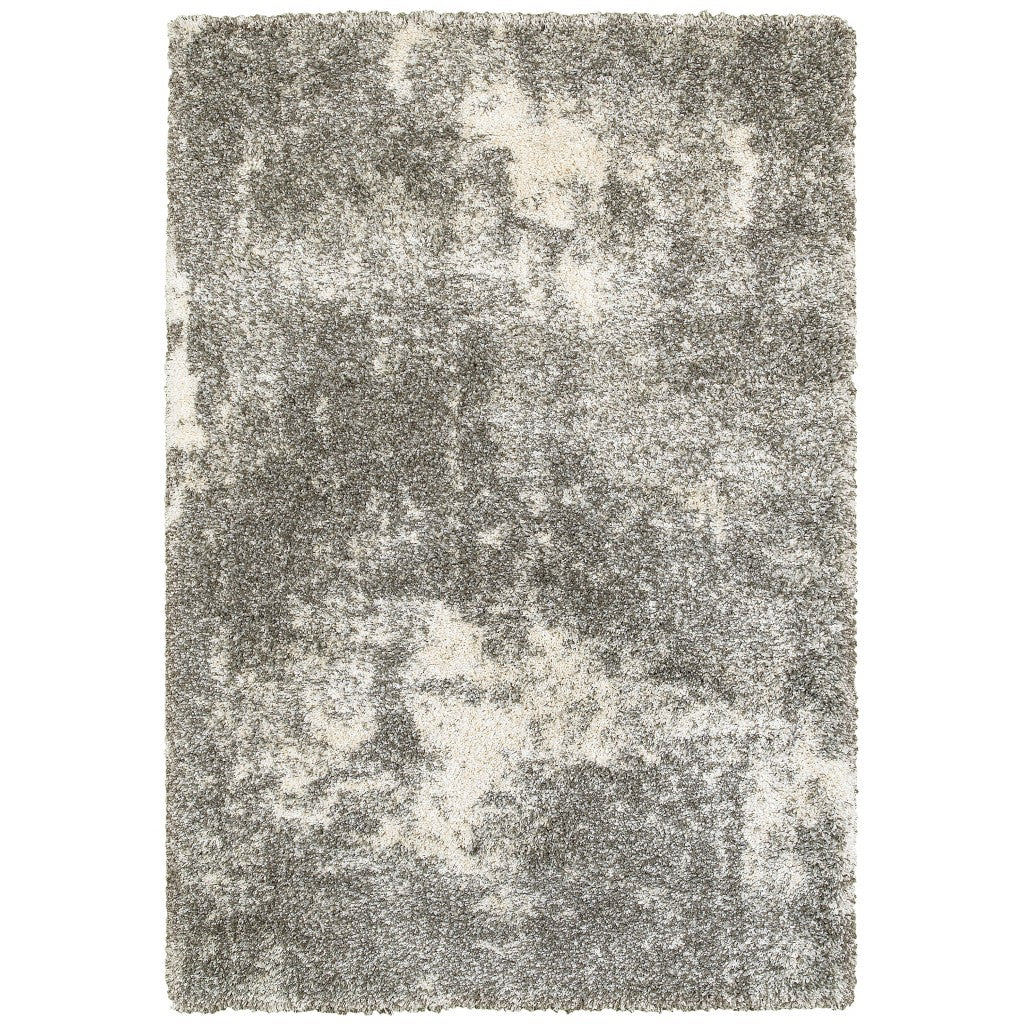 5’ x 8’ Gray and Ivory Distressed Abstract Area Rug-0