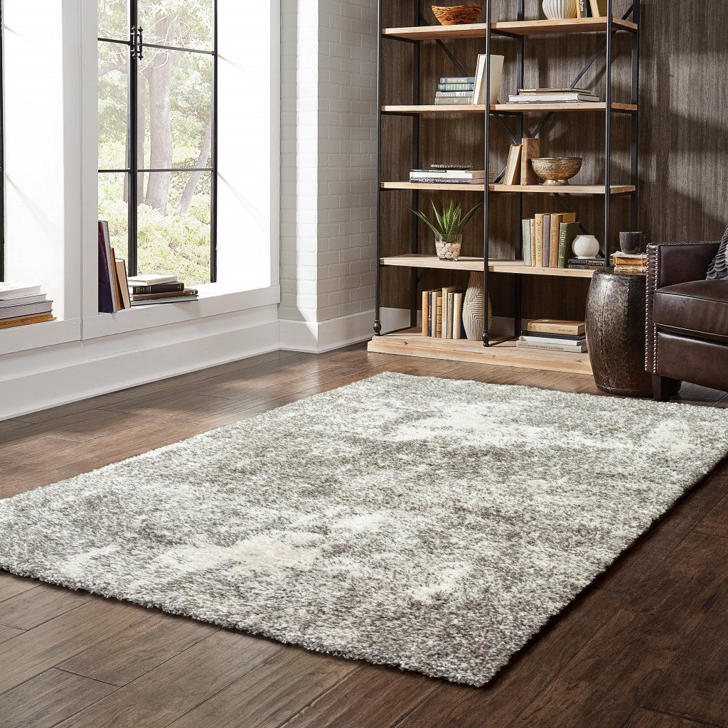 5’ x 8’ Gray and Ivory Distressed Abstract Area Rug-2