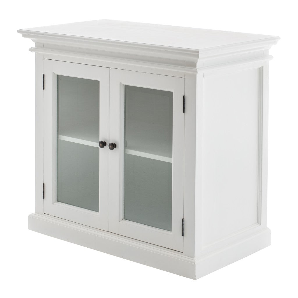 Modern Farm White Glass Door Accent Cabinet-1