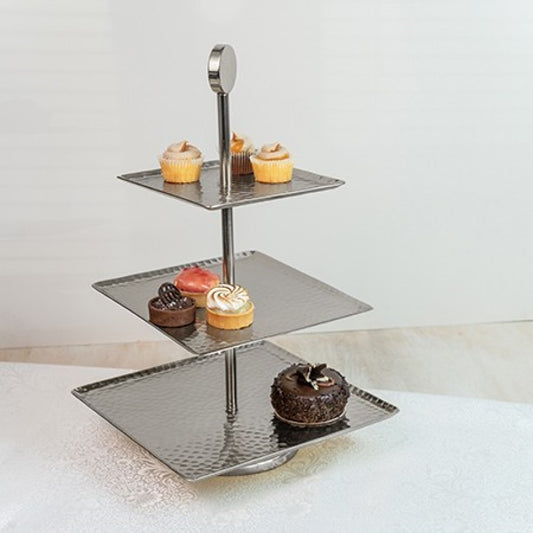 Hammered Square Shaped Three Tier Stand-0